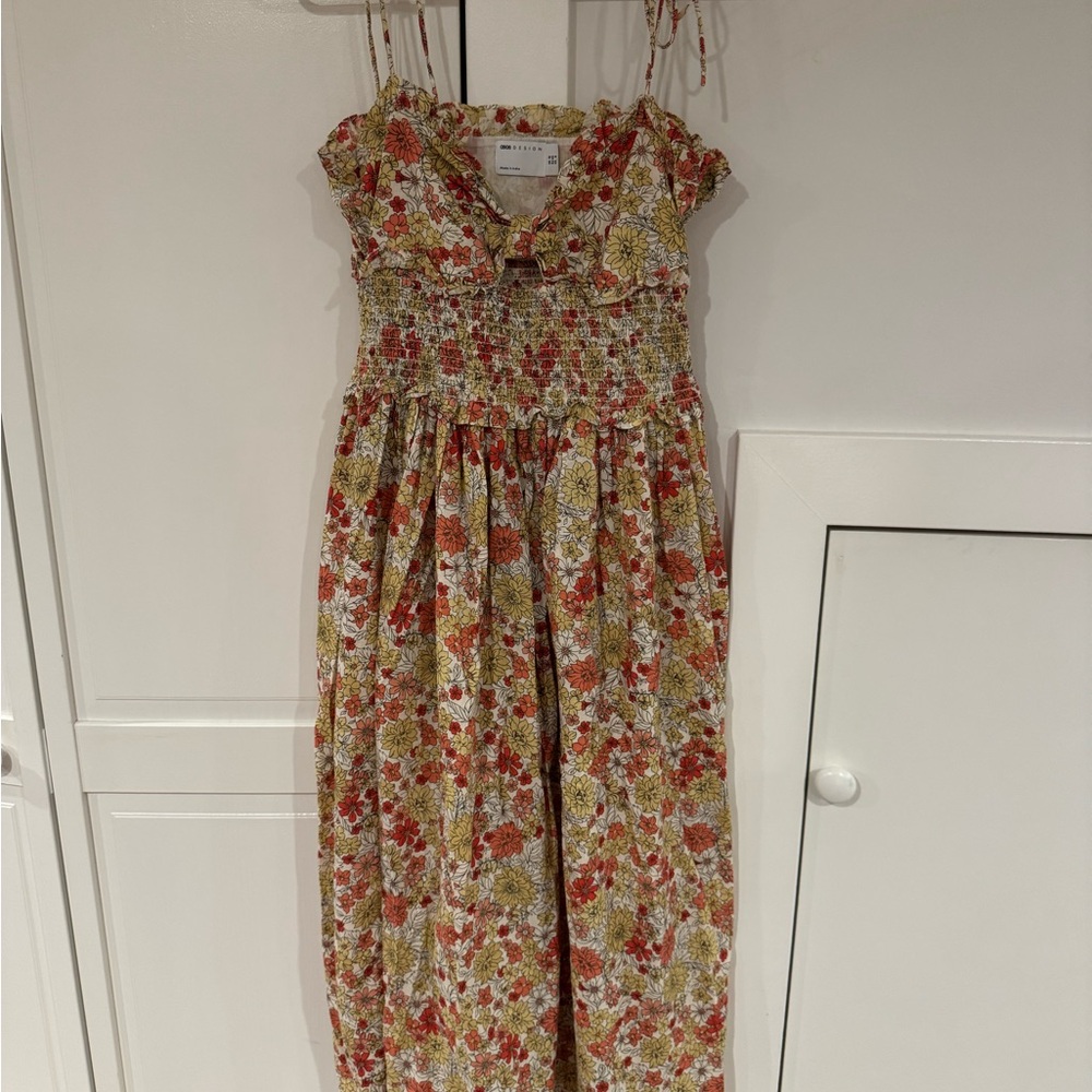 ASOS DESIGN Floral Smocked Midi Dress - Size US 8